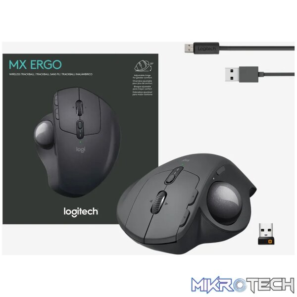 Logitech MX Ergo, Right-hand, Trackball, RF Wireless + Bluetooth, 440 DPI, Graphite - Image 11