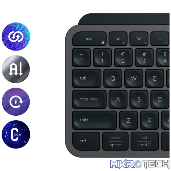 Logitech MX Keys S, Wireless, RF Wireless + Bluetooth, Scissor key switch, QWERTY, LED, Graphite - Image 20