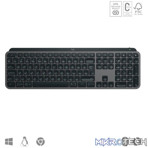 Logitech MX Keys S, Wireless, RF Wireless + Bluetooth, Scissor key switch, QWERTY, LED, Graphite - Image 21
