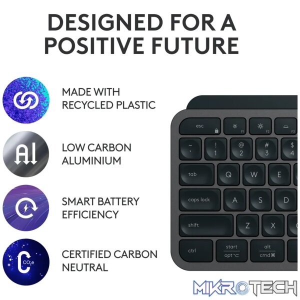 Logitech MX Keys S, Wireless, RF Wireless + Bluetooth, Scissor key switch, QWERTY, LED, Graphite - Image 37