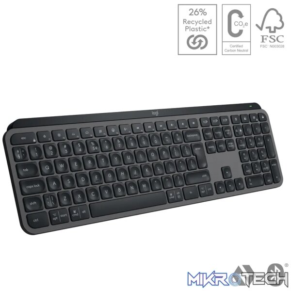 Logitech MX Keys S, Wireless, RF Wireless + Bluetooth, Scissor key switch, QWERTY, LED, Graphite - Image 10