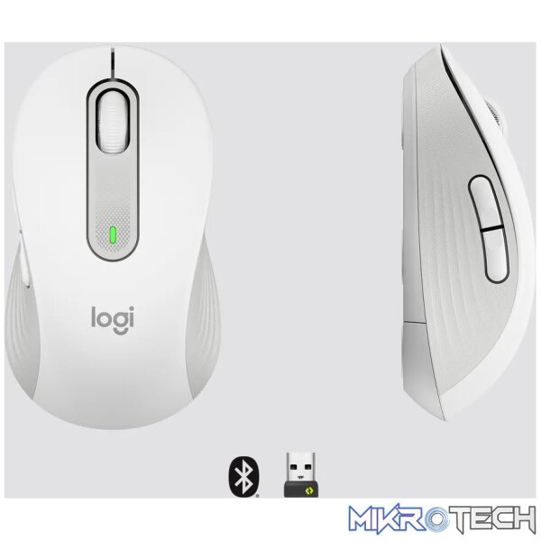 Logitech Signature M650 Wireless Mouse, Right-hand, Optical, RF Wireless + Bluetooth, 4000 DPI, White - Image 7