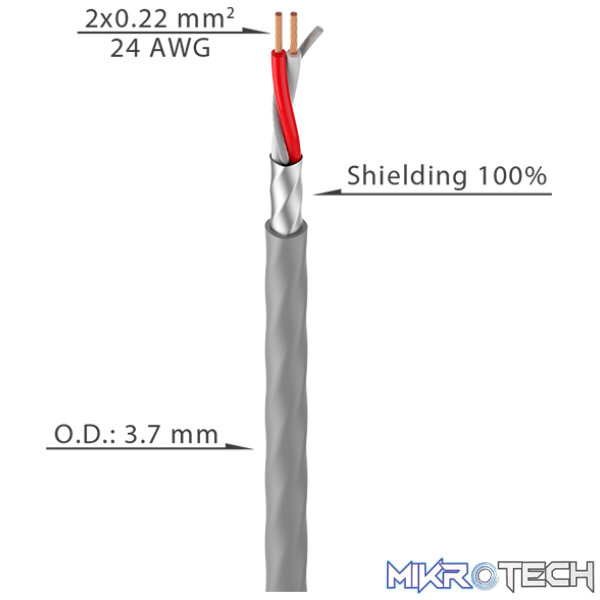 Roxtone - Cable Round 2-Core Overall Screen 3.6Mm Od 100M - Image 2