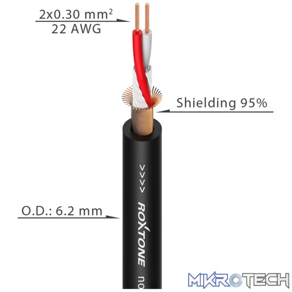 Roxtone - Microphone Cable 2Core + Screen Black 100M - Image 2