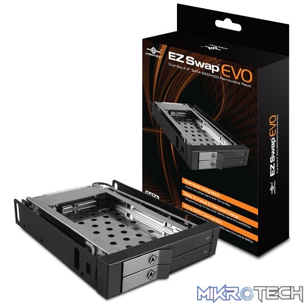 MR-V225S6 Dual Bay BLACK Removable Rack for 2x 2.5" S-ATA Drives - Image 1