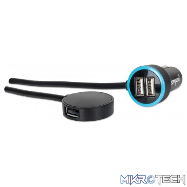Manhattan PopCharge Auto Passenger Automotive USB Fast Charger with Four 1A Ports - Image 2
