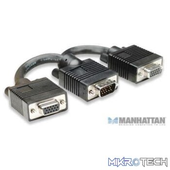 Manhattan SVGA Y-Cable HD15M (Male) to Dual HD15F (Female)