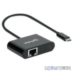 Manhattan SuperSpeed USB Type C to Gigabit Network Adapter with Power Delivery Port - Image 3