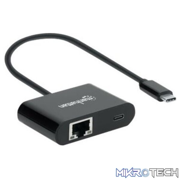 Manhattan SuperSpeed USB Type C to Gigabit Network Adapter with Power Delivery Port - Image 3