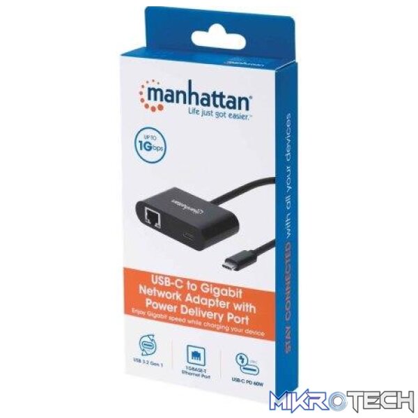 Manhattan SuperSpeed USB Type C to Gigabit Network Adapter with Power Delivery Port - Image 5