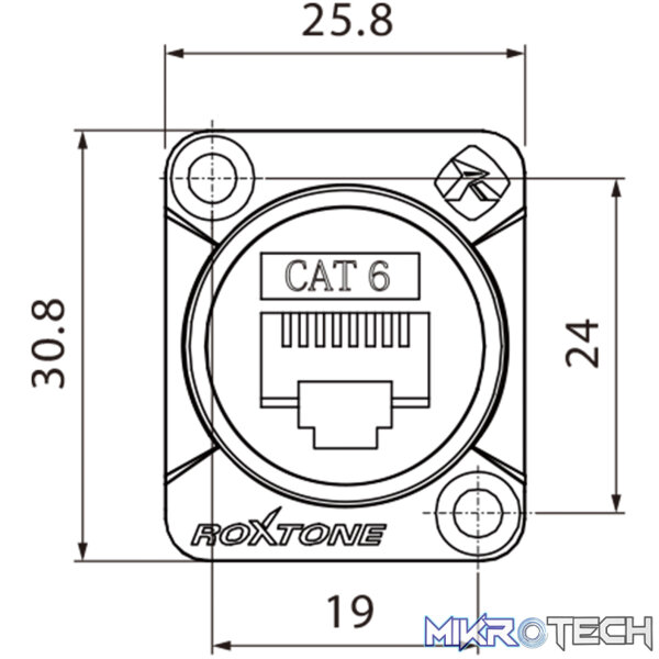 Roxtone - Cat6 Through Socket Nickel Plated Shell Shielded - Image 3