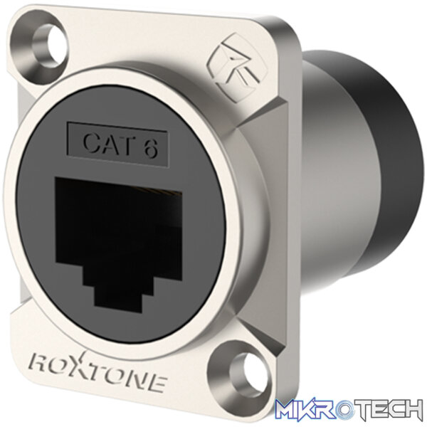 RAE8FD-C6_2 Roxtone - Cat6 Through Socket Nickel Plated Shell - Image 1