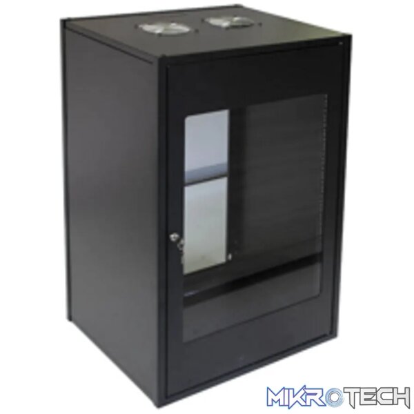 RCT 12U CP black wall mount cabinet 2x uprights 2x glands + Screws; 450mm PERFORATED DOOR. RCT 12U CP black wall mount cabinet 2x uprights 2x glands + Screws; 450mm PERFORATED DOOR.