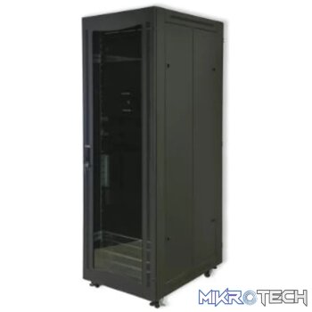 RCT 47U CP server/networking cabinet 4x uprights 4x feets incl glands + Screws; 600 X 800 PERFORATED DOOR; BLACK.
