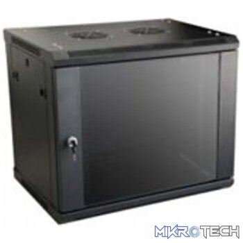 RCT 4U AP Pre-coated black wall mount cabinet 2x uprights 2x glands + Screws; 450mm PERFORATED DOOR.