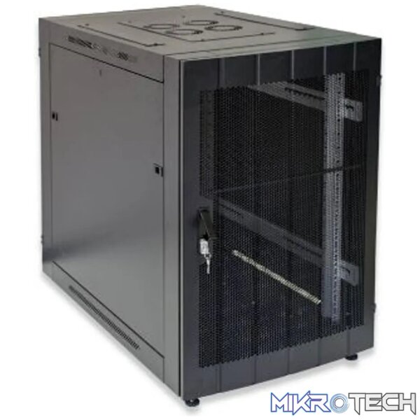 RCT 4U CP black wall mount cabinet 2x uprights 2x glands + Screws; 450mm PERFORATED DOOR RCT 4U CP black wall mount cabinet 2x uprights 2x glands + Screws; 450mm PERFORATED DOOR