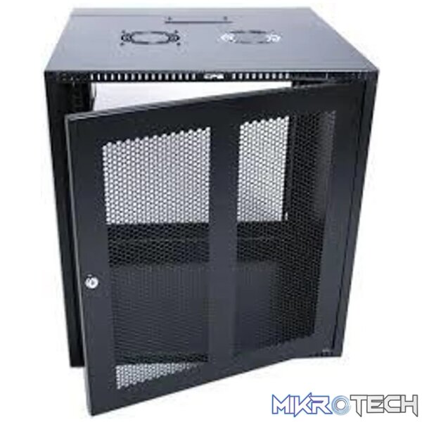 RCT 6U CP black wall mount cabinet 2x uprights 2x glands + Screws; 450mm PERFORATED DOOR. RCT 6U CP black wall mount cabinet 2x uprights 2x glands + Screws; 450mm PERFORATED DOOR.