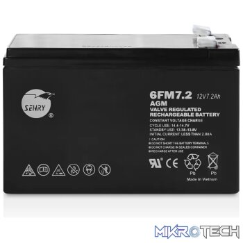 RCT SENRY 6FM7.2 12V DC 7AH RECHARGEABLE SEALED AGM BATTERY - 6 MONTH WARRANTY ONLY!