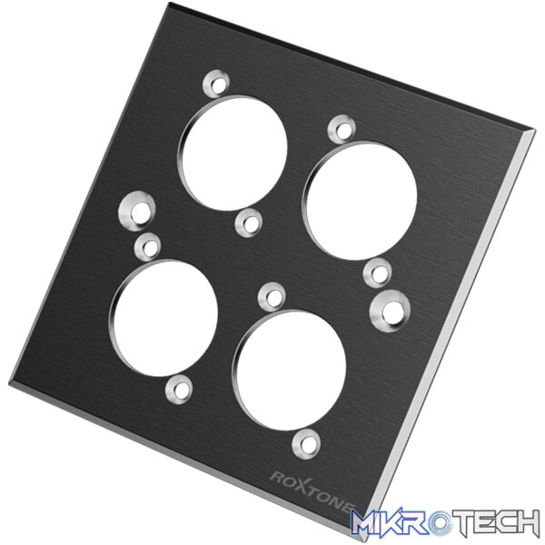RWPA60-4-BK_1 Roxtone - 4-Way Black Blank Wallplate - Image 1