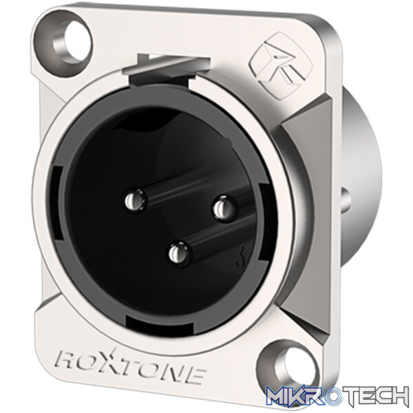 RX3MD-NT_1 Roxtone - Leader Series 3P Xlr Male Chassis Nickel Plated Shell - Image 1