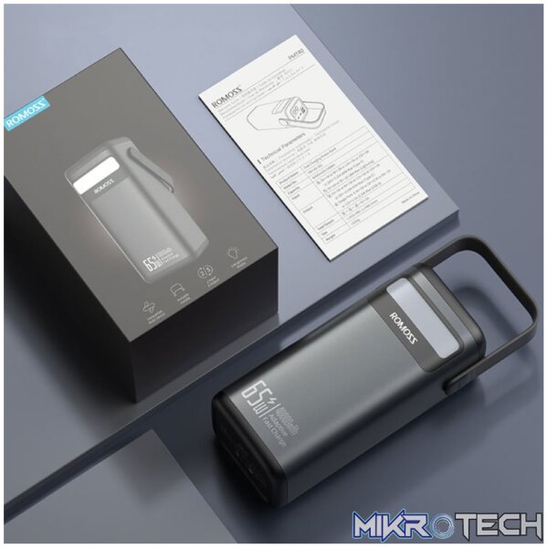 Romoss PMT40 EZCarry Pro 40000mAh 65W Fast Charge Power Bank - Black - Image 6