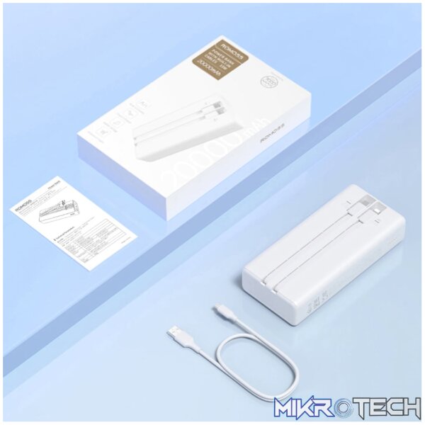 Romoss PRC20 20000mAh 22.5W Fast Charge Power Bank – White - Image 5
