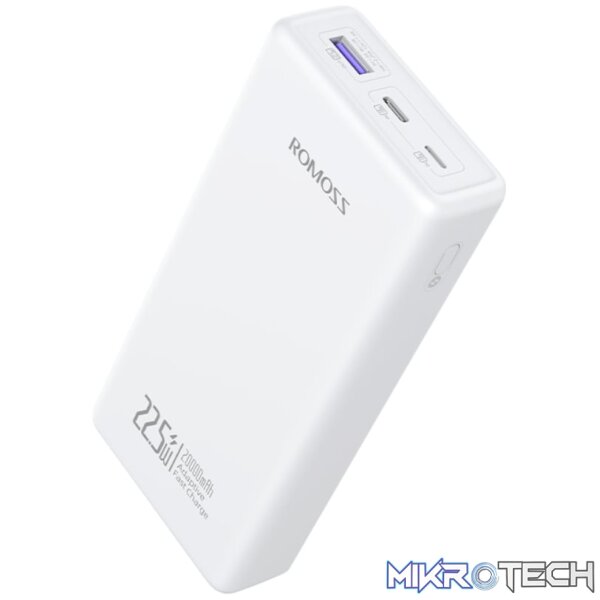 Romoss PRC20 20000mAh 22.5W Fast Charge Power Bank – White Romoss PRC20 20000mAh 22.5W Fast Charge Power Bank – White