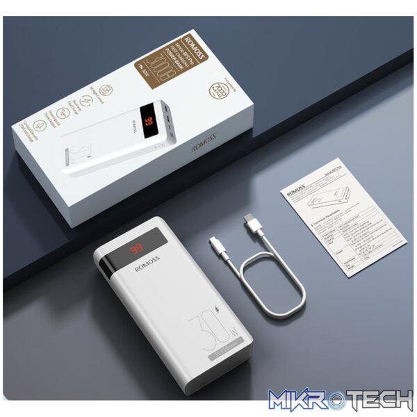 Romoss Sense 8PS Pro 30000mAh 30W Fast Charge Power Bank - White - Image 5
