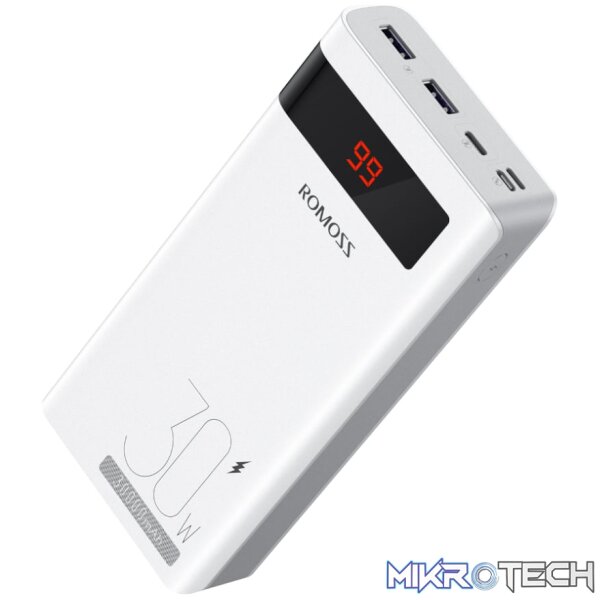 Romoss Sense 8PS Pro 30000mAh 30W Fast Charge Power Bank - White Romoss Sense 8PS Pro 30000mAh 30W Fast Charge Power Bank - White