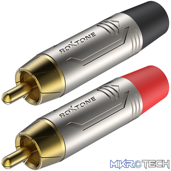 Roxtone - Pair Rca Male Nickel Plated Shell Gold Plated Contacts Roxtone - Pair Rca Male Nickel Plated Shell Gold Plated Contacts