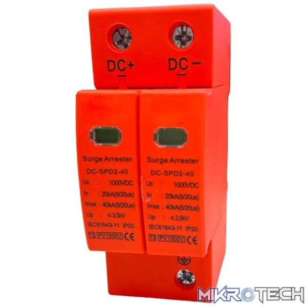 Solar PV DC Surge Arrestor 20KA 2P 1000V Solar PV DC Surge Arrestor 20KA 2P 1000V