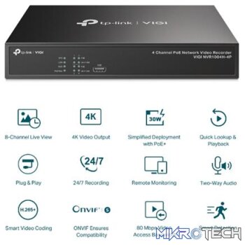 TP-Link 4ch NVR + POE 4K HDMI Video Output