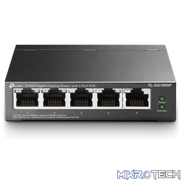 TP-Link 5-Port Gigabit Desktop Switch with 4-Port PoE+ TP-Link 5-Port Gigabit Desktop Switch with 4-Port PoE+