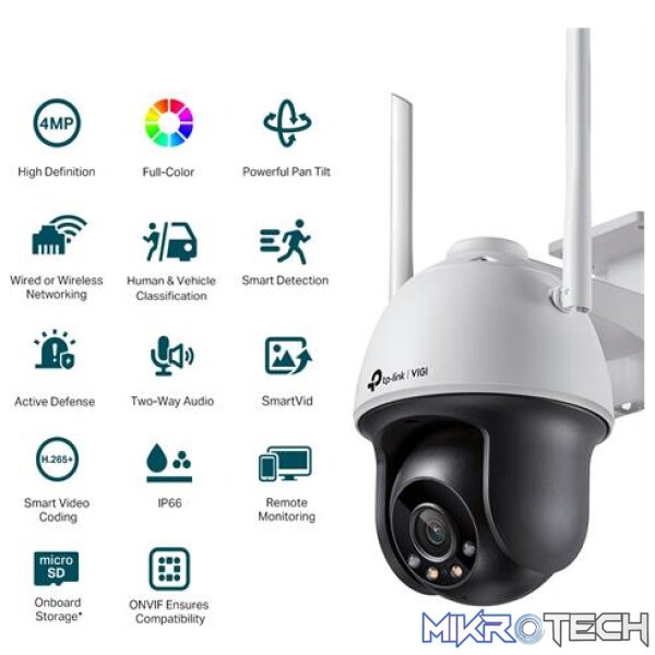 TP-Link VIGI 4MP Outdoor Full-Color Wi-Fi Pan Tilt Network Camera - Image 3
