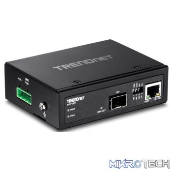 TrendNet Hardened Industrial 100/1000 Base-T to SFP Media Converter