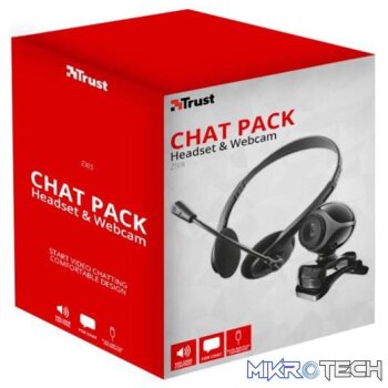 Trust 2 in 1 Chat Pack-Includes Exis Stylish VGA Webcam 640 X 480 Sensor Resolution and Ziva Chat On Ear Headset With Adjustable Microphone