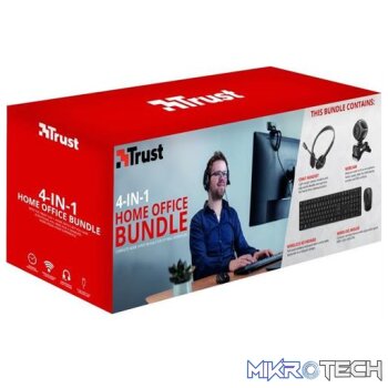 Trust 4 In 1 Home Office Set-Includes Ximo Wireless Keyboard Wireless Mouse Combo