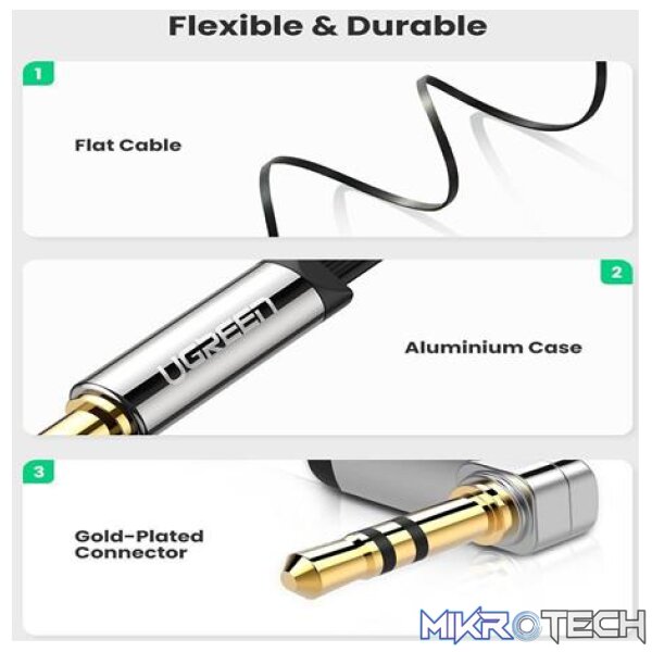 Ugreen 3.5mm Audio Cable Stereo Auxiliary AUX Cord Gold-Plated Male to Male Braided Cable - Image 3