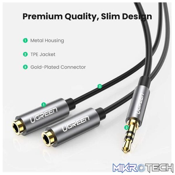Ugreen 3.5mm Audio Male To 2x Female Audio Splitter - Image 2