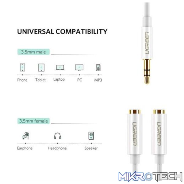 Ugreen 3.5mm Audio Male To 2x Female Audio Splitter - Image 3