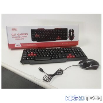 UniQue G11 Gaming Wired 114 Keys USB Keyboard And Ergonomic RGB LED USB Wired 2 Button With Scroll Wheel 1000 DPI Optical Mouse Combo