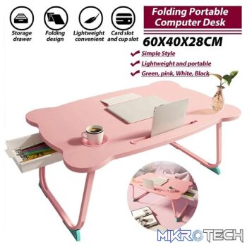 UniQue Multifunctional Foldable Laptop Desk-Wood Finish Table Top