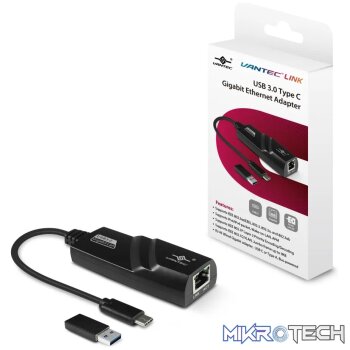 VANTEC CB-CU310GNA Gigabit RJ-45 TO USB TYPE-C ADAPTOR WITH TYPE C to A converter