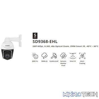 VIVOTEK 2MP 60fps; H.265; 40x Optical Zoom; 250M Smart IR; -40°C ~ 60°C