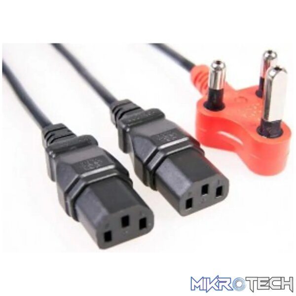 Y DEDICATED POWER CABLE(PC+MONITOR); 3 pin plug to 2 x IEC; 3M Y DEDICATED POWER CABLE(PC+MONITOR); 3 pin plug to 2 x IEC; 3M