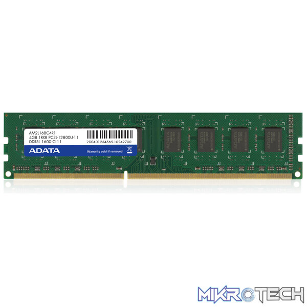 adata-ddr3l-1600-productGallery2778 Adata Value 4GB DDR3L-1600 CL11 1.35V/ 1.5V Dual Voltage Desktop Memory Module - Image 1