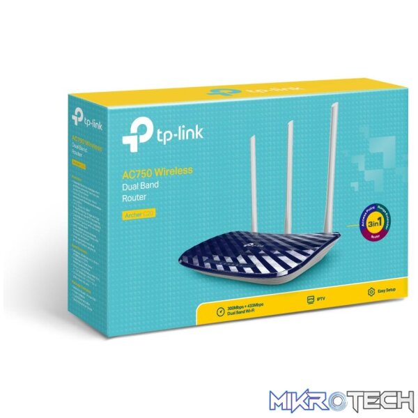 TP-Link Archer C20 AC750 Wi-Fi 5 Wireless Router Dual-band 2.4GHz and 5GHz Fast Ethernet Black White - Image 2