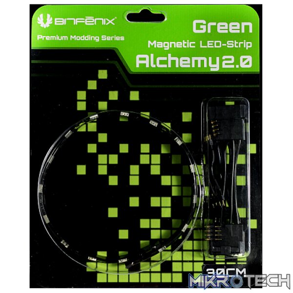 Bitfenix Alchemy 2.0 30cm Green Magnetic Led strips - with magnets embedded into strips - Image 3