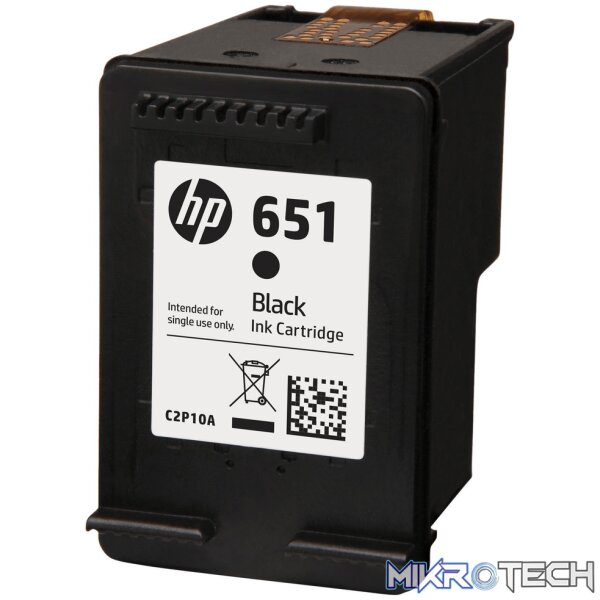 HP 651 Ink Advantage Black Printer Cartridge Original C2P10AE Single-pack HP 651 Ink Advantage Black Printer Cartridge Original C2P10AE Single-pack