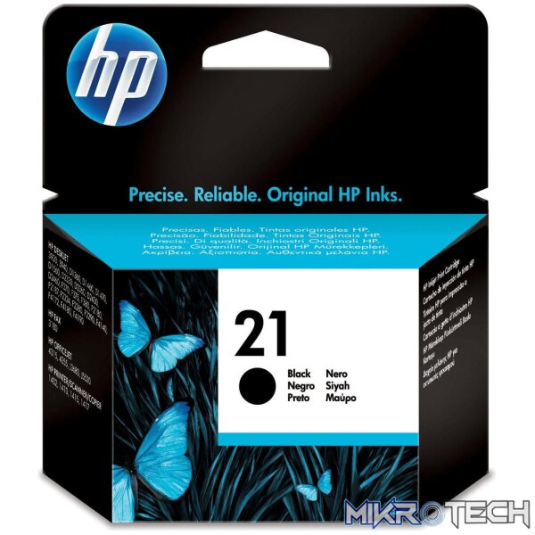 HP 21 Black Standard Yield Printer Ink Cartridge Original C9351AE Single-pack HP 21 Black Standard Yield Printer Ink Cartridge Original C9351AE Single-pack